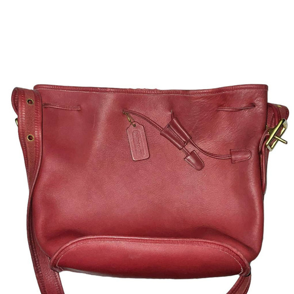 Vintage Coach Lulas Legacy Red Drawstring Crossbody Bucket Bag 9952 - Picture 14 of 16
